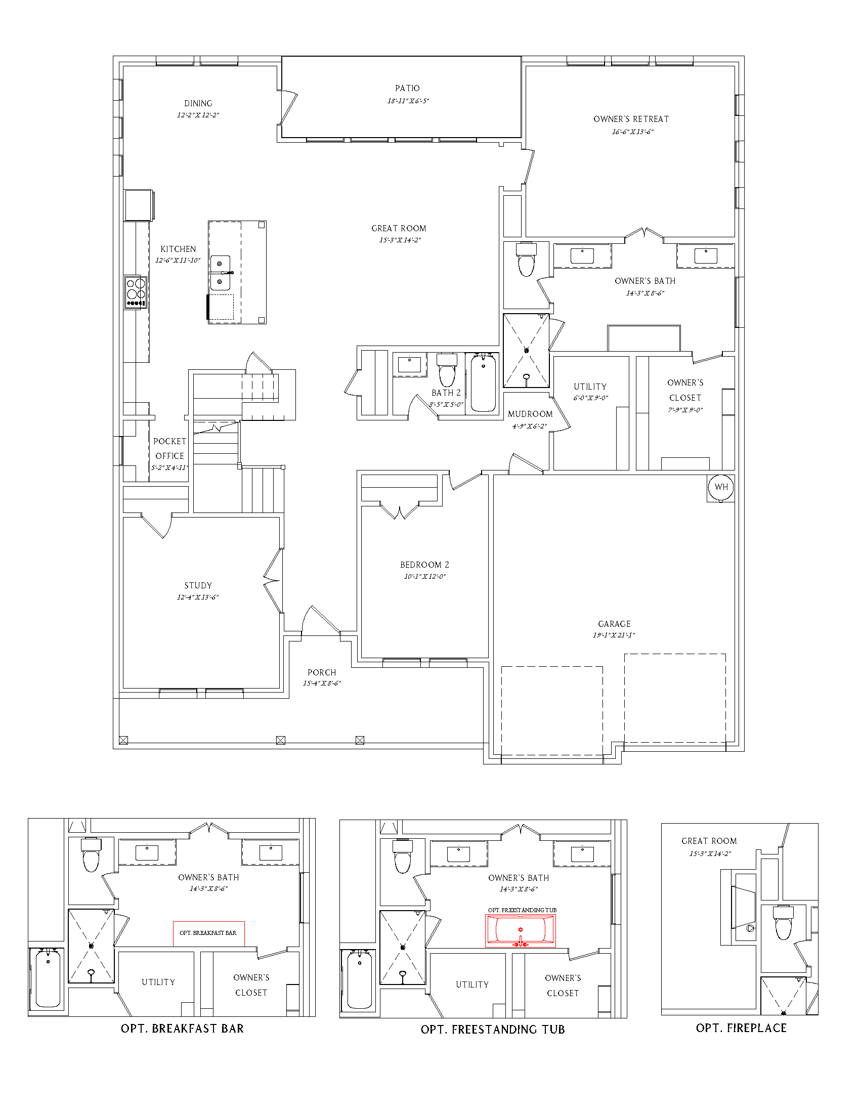 Newport Floor Plan - 1st Floor and Options