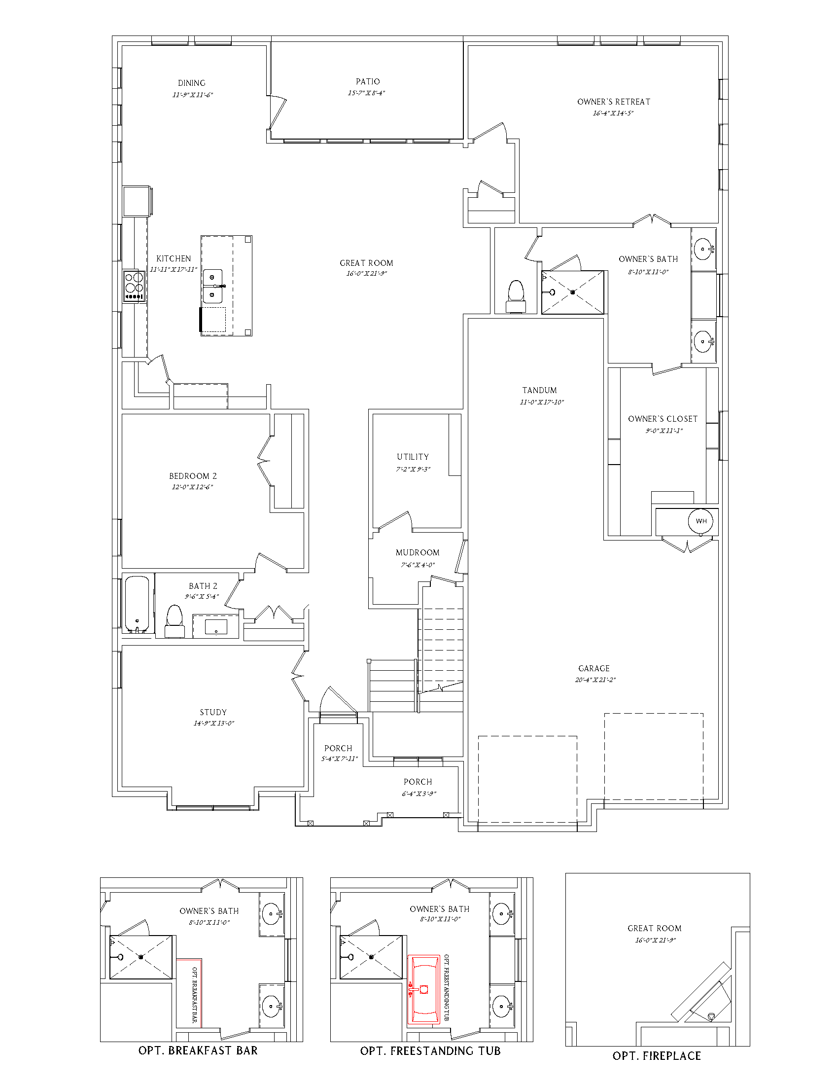 Evelyn Floor Plan - 1st Floor and Options