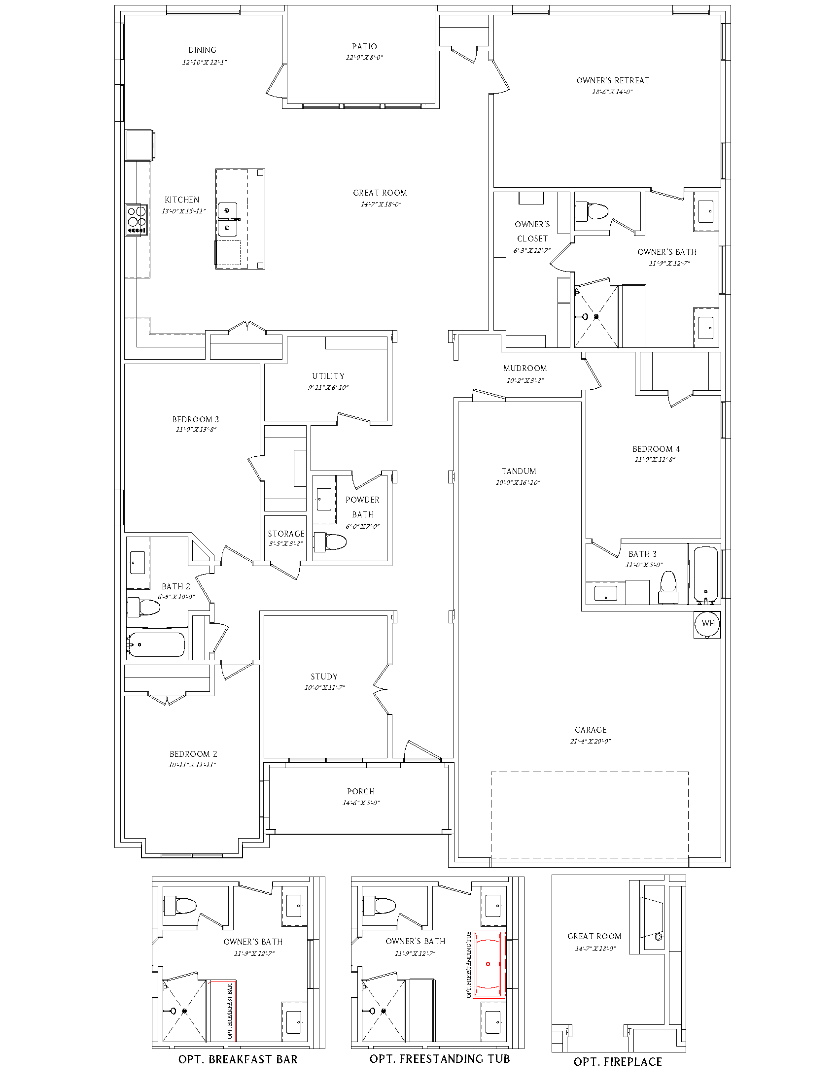 Mayfield Floor Plan - 1st Floor and Options