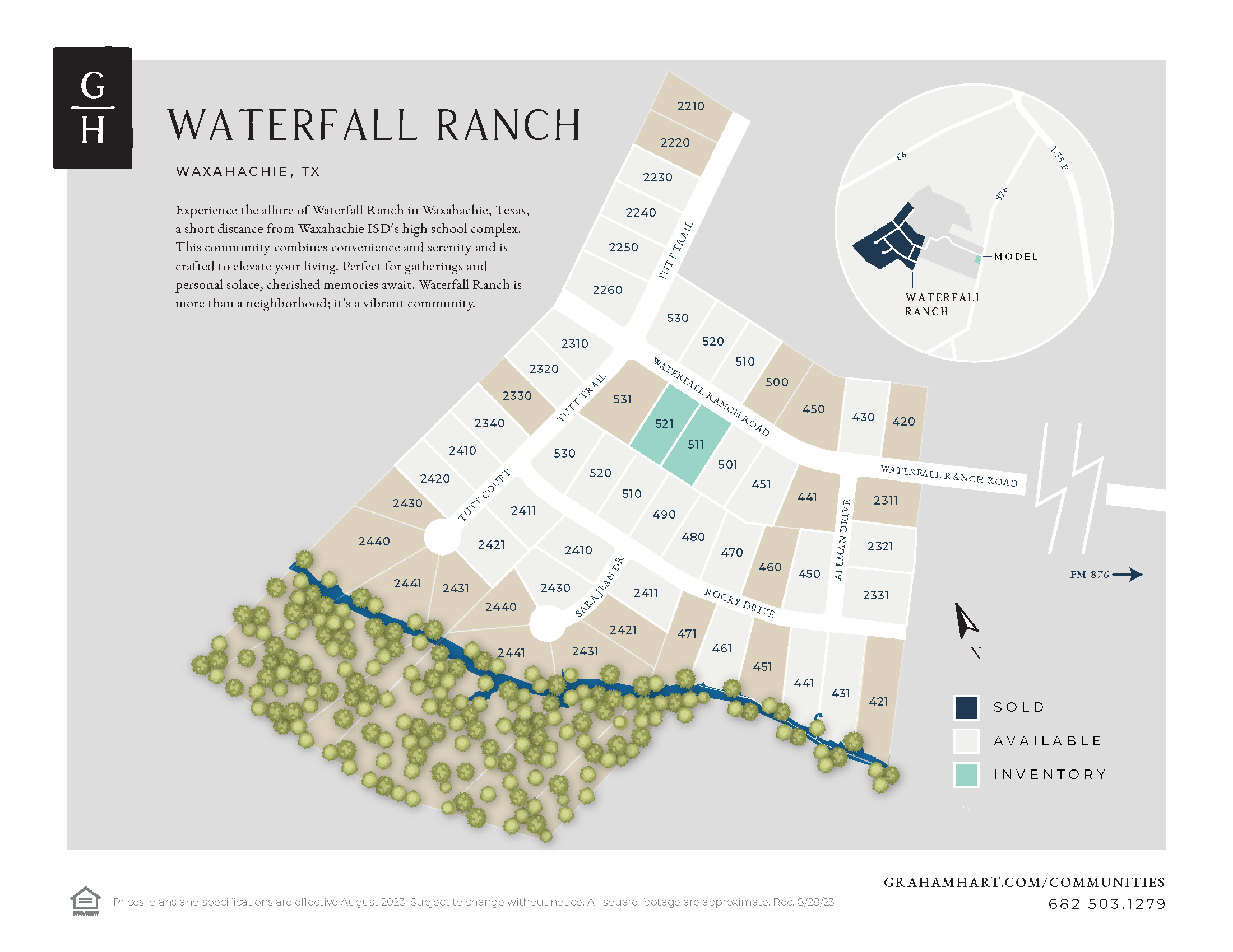 Waterfall Ranch community plat map