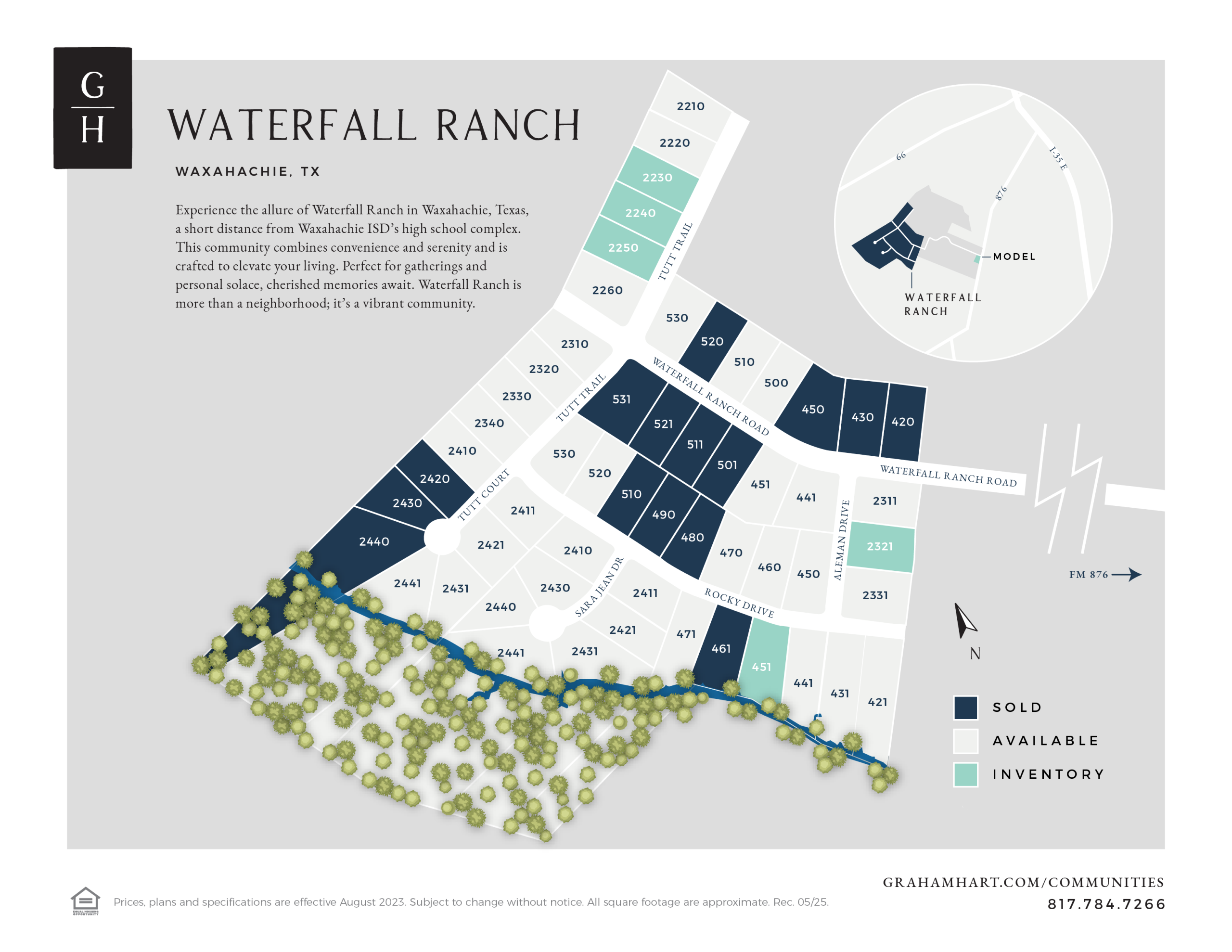 Waterfall Ranch community plat map