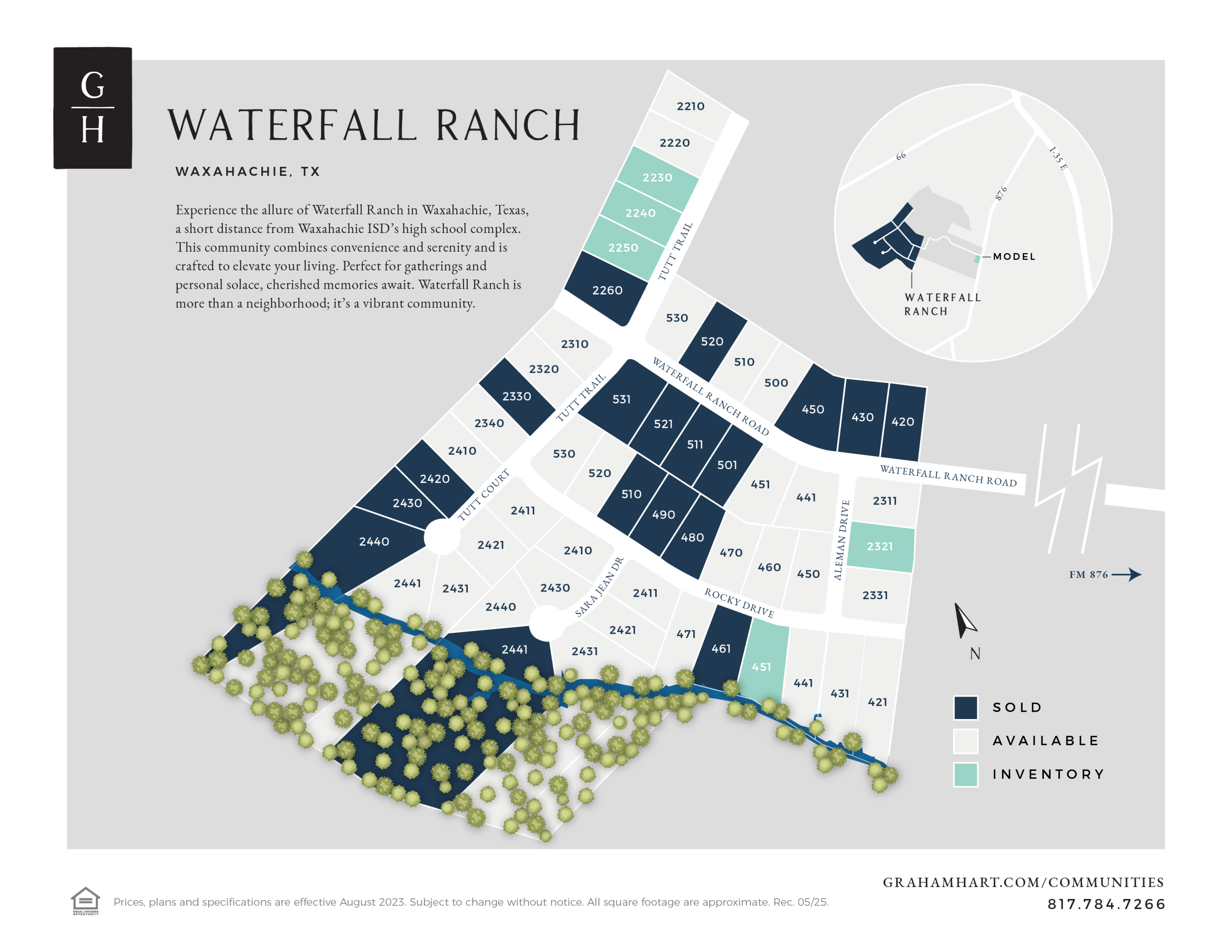 Waterfall Ranch community plat map