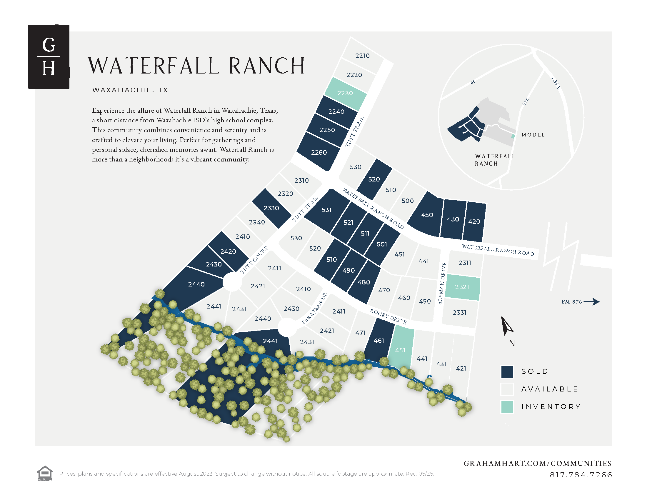Waterfall Ranch community plat map