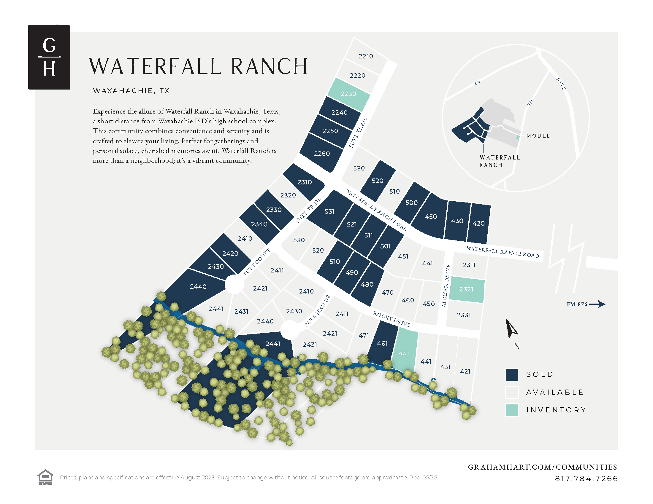 Waterfall Ranch community plat map