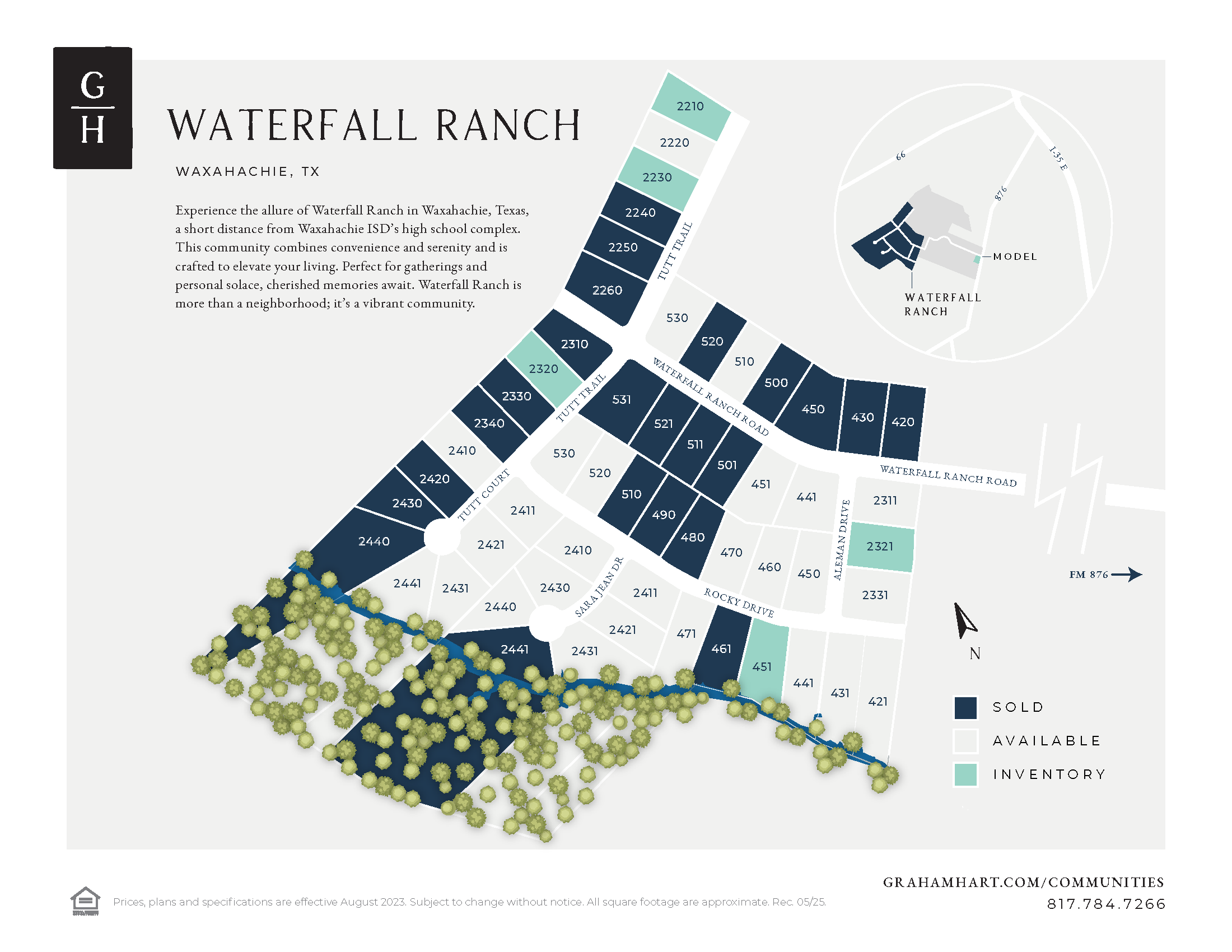 Waterfall Ranch community plat map