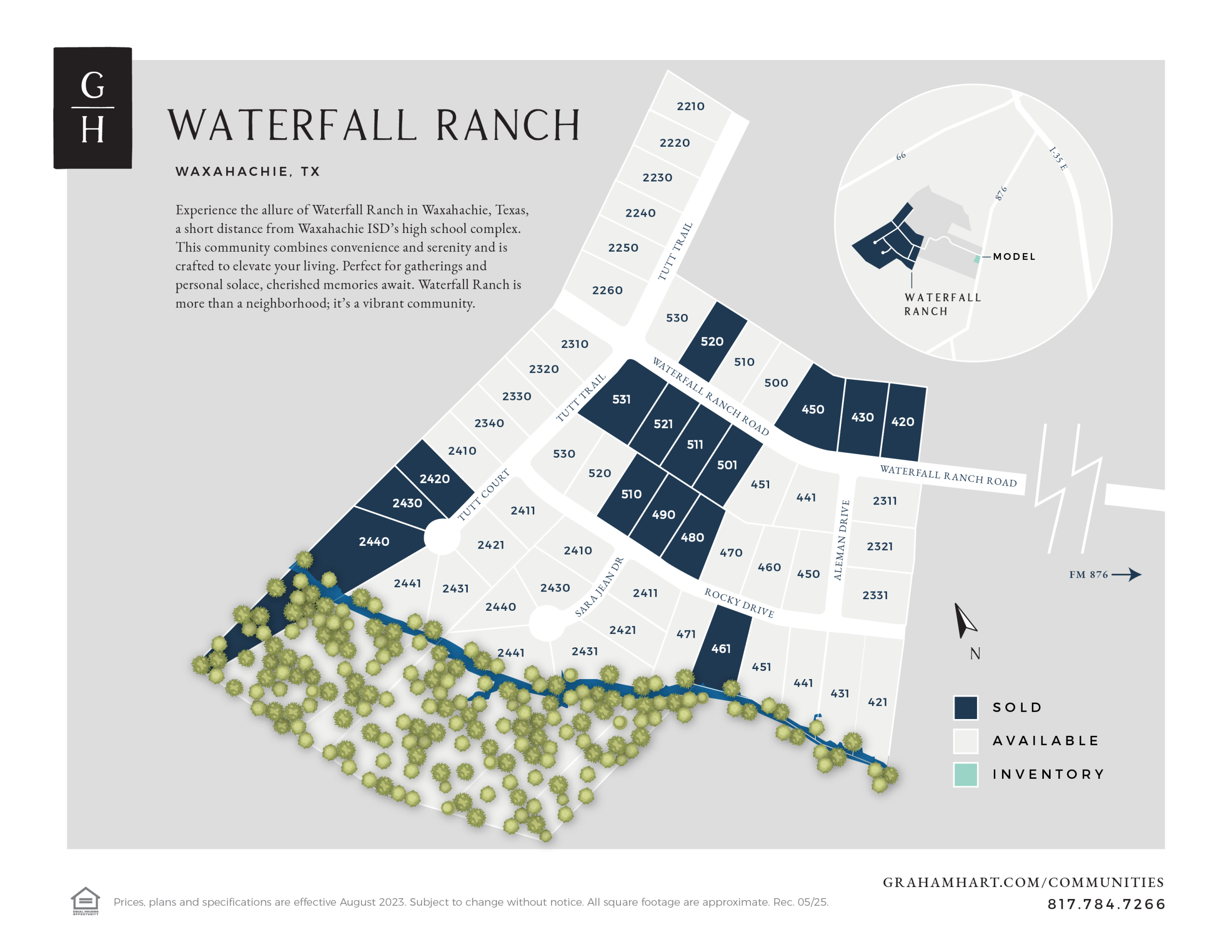 Waterfall Ranch community plat map
