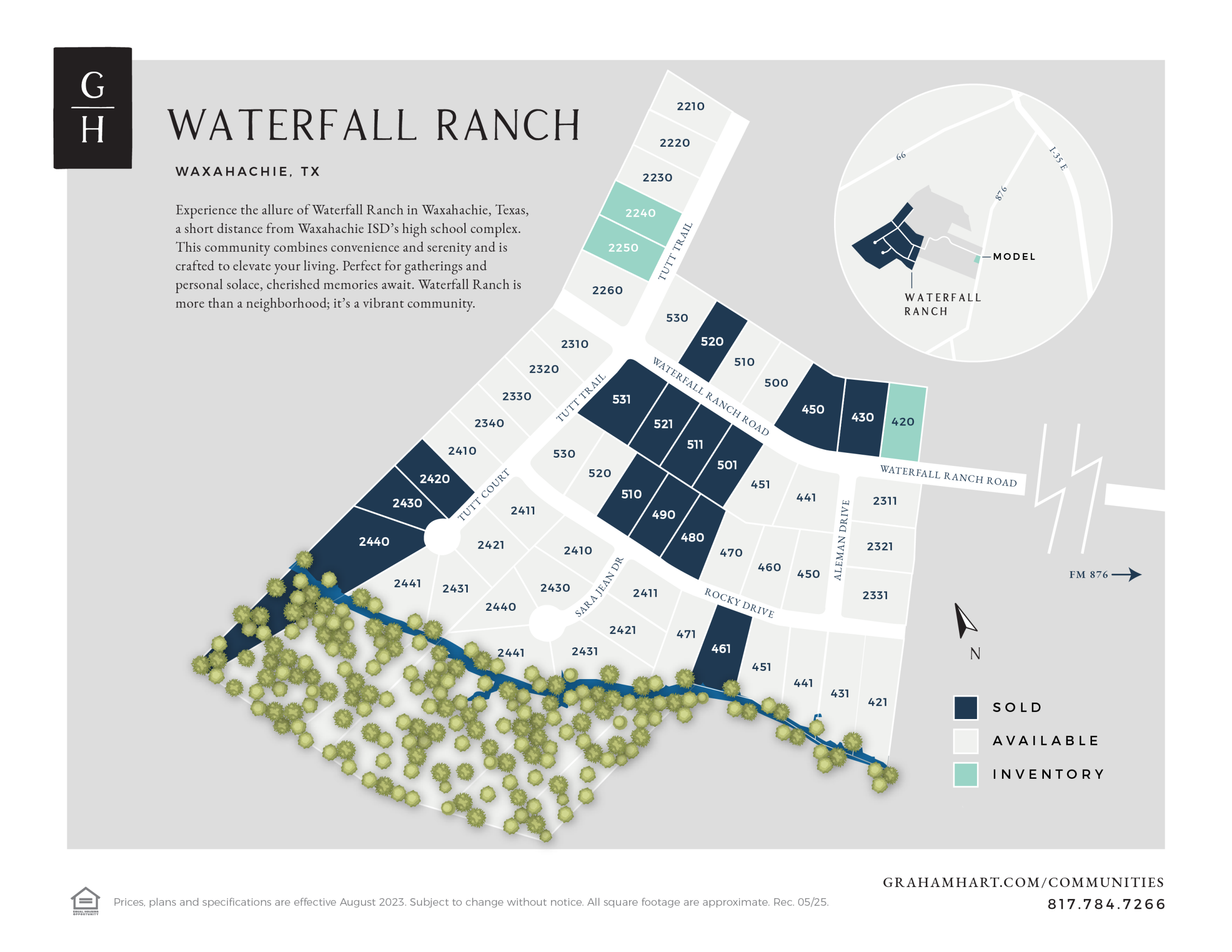 Waterfall Ranch community plat map