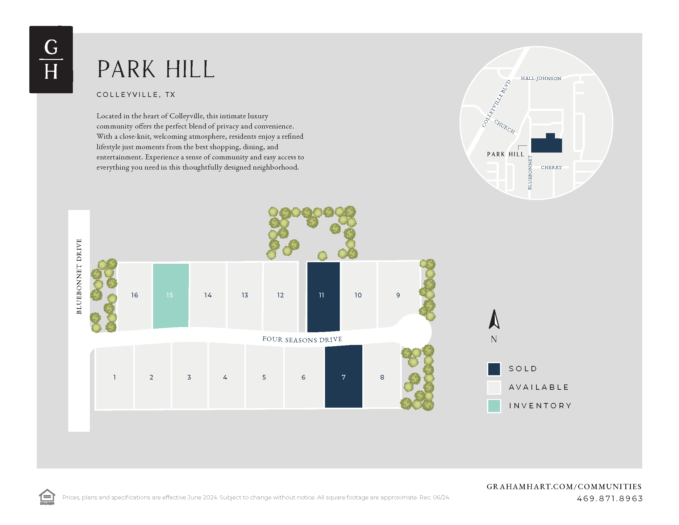 Park Hill Custom Series community plat map