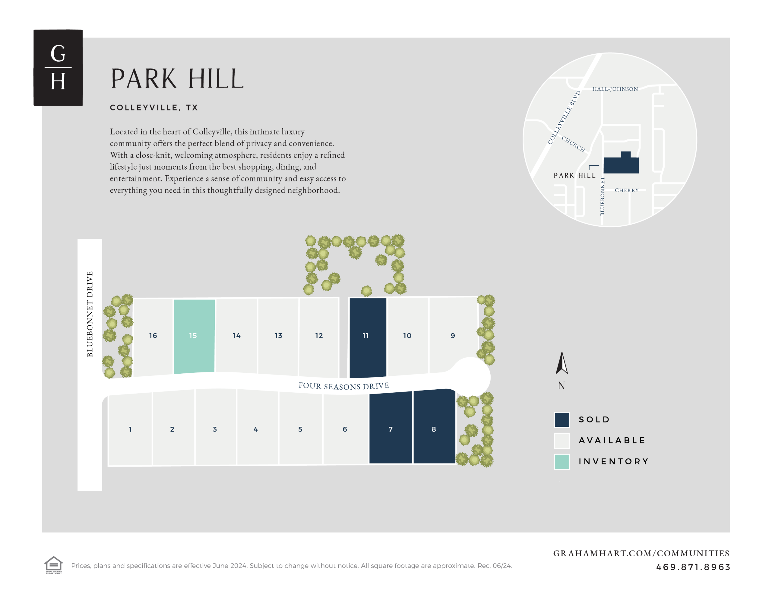 Park Hill Custom Series community plat map