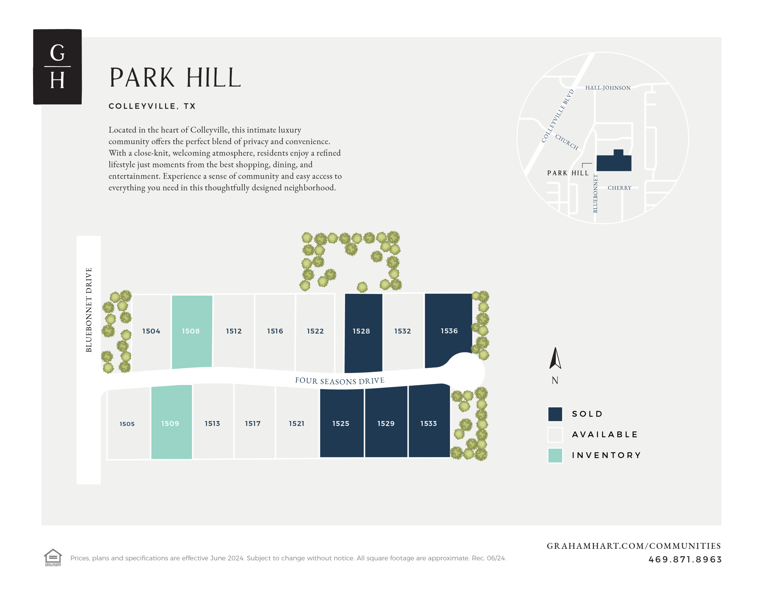 Park Hill Custom Series community plat map