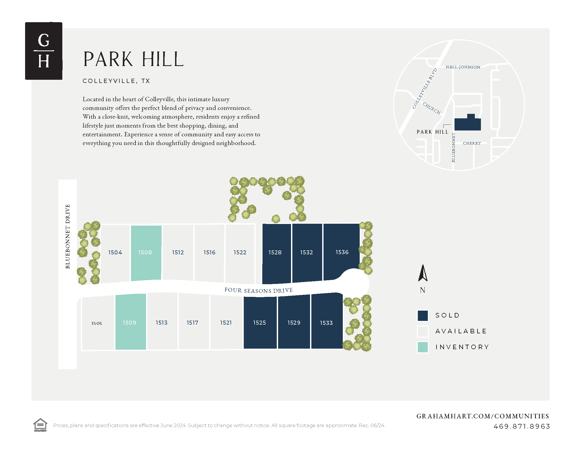 Park Hill Custom Series community plat map