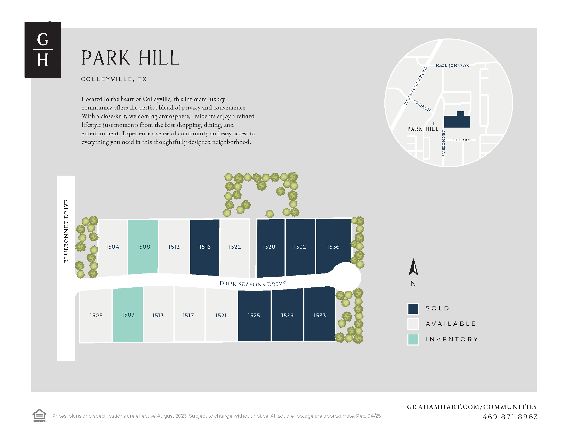 Park Hill Custom Series community plat map