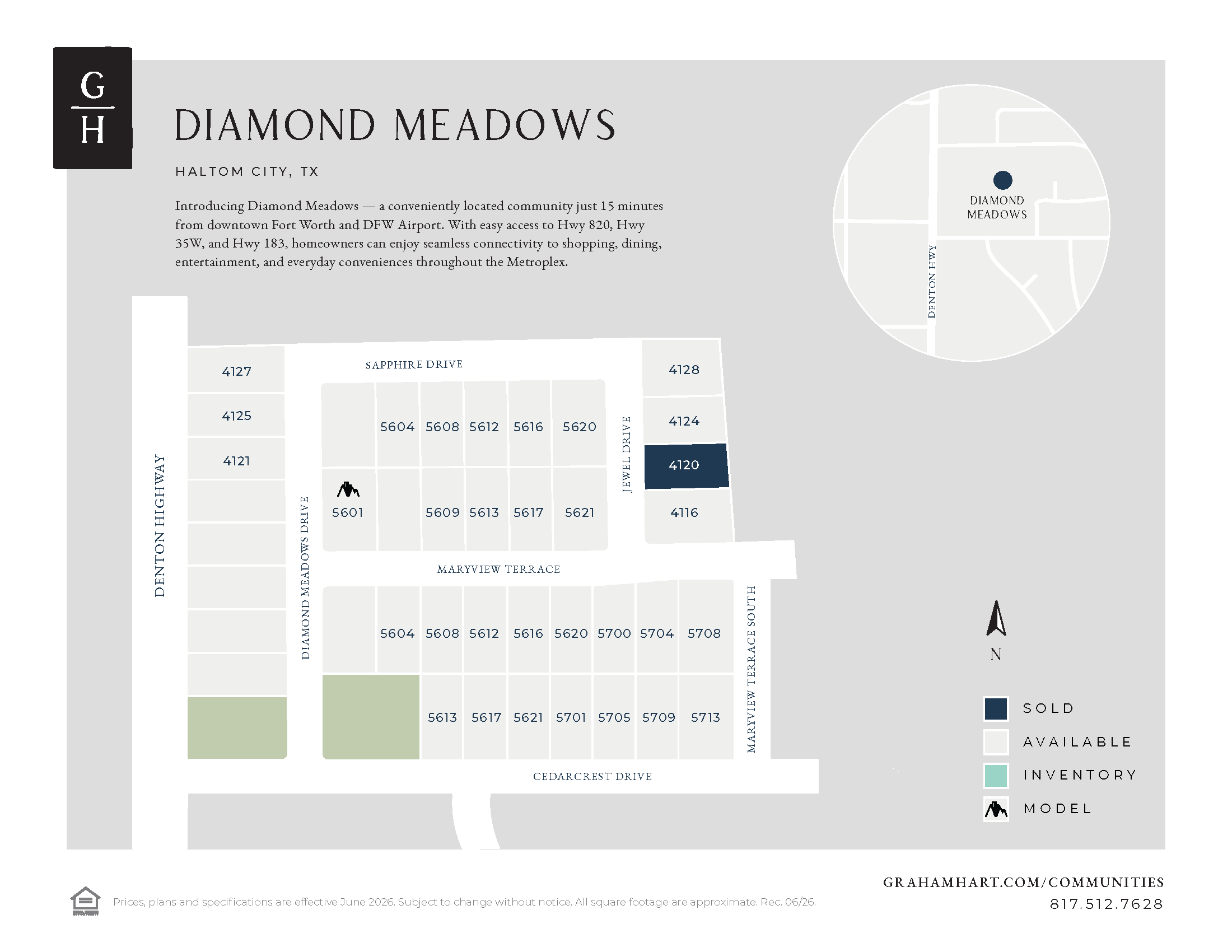 Diamond Meadows community plat map